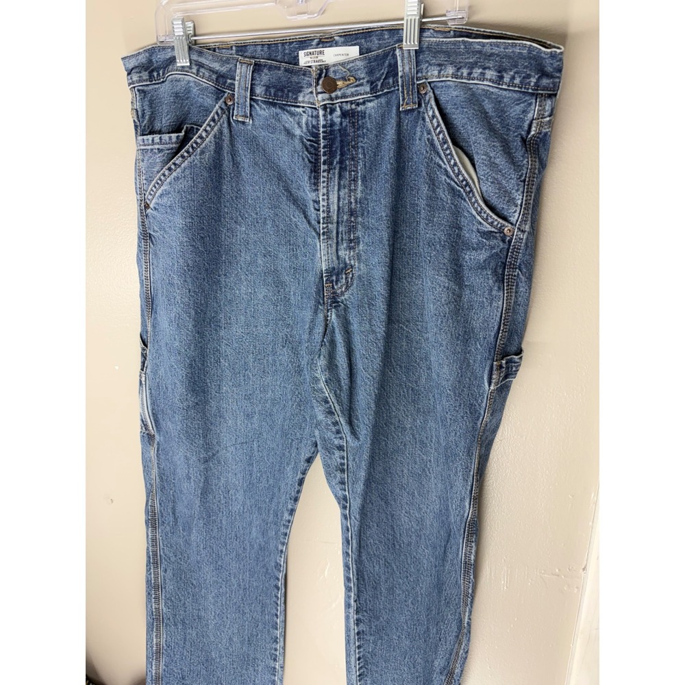 Signature by Levi Strauss Men Carpenter Jeans Blue Workwear 38x30 91600-1334